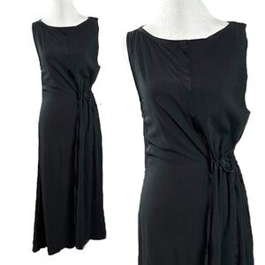 Diesel Subversive Black Maxi Dress Medium Cinch Waist Grunge Goth Mesh Y2K